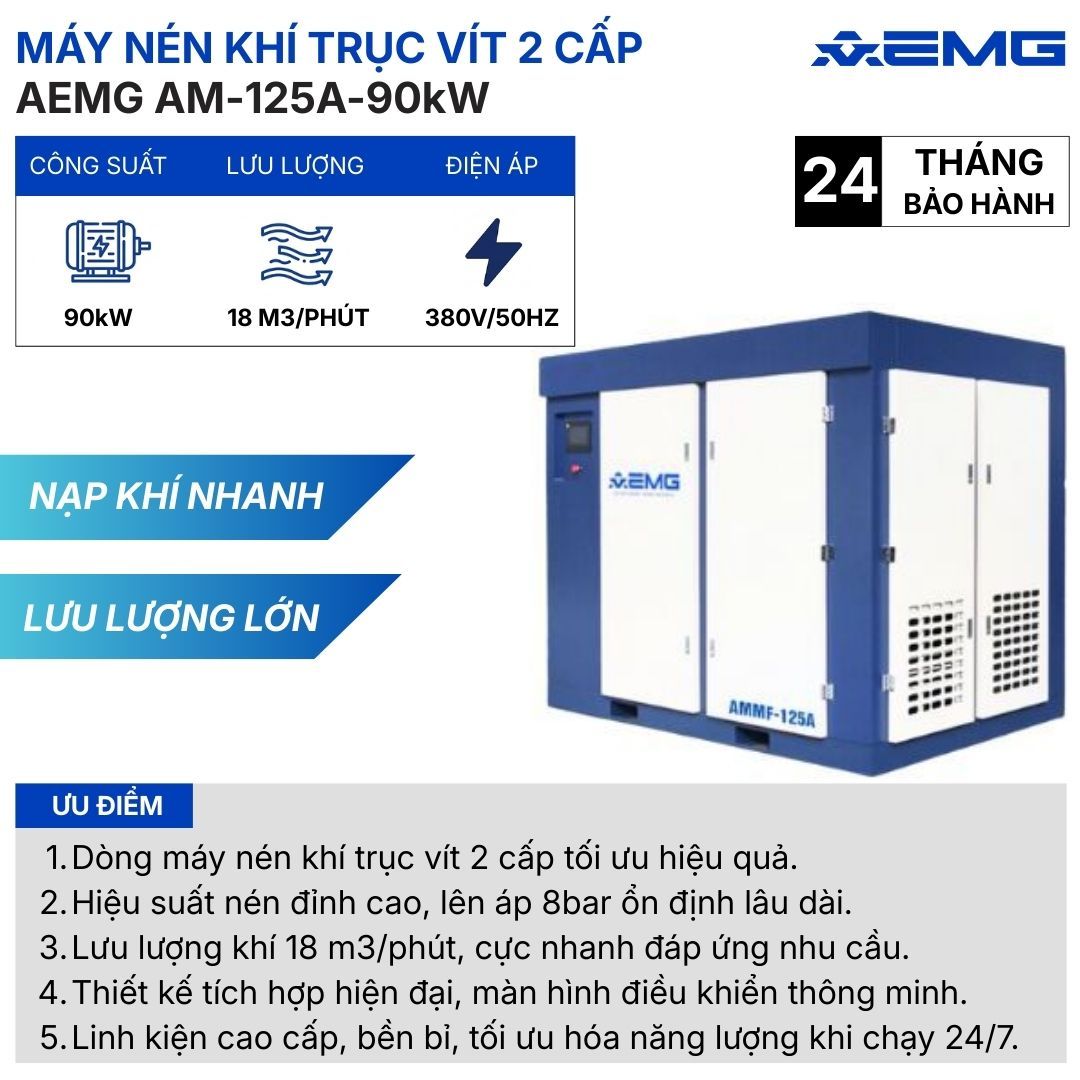 Máy nén khí trục vít 2 cấp AEMG – AMMF-125A/90KW 4 Máy nén khí trục vít 2 cấp-AMMF-125A