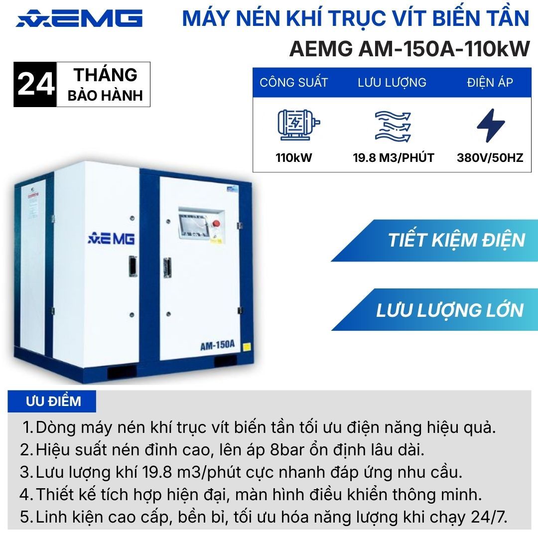Máy nén khí trục vít biến tần-AM-150A