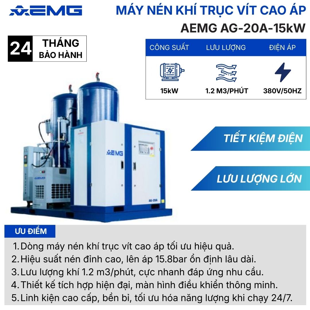 Máy nén khí trục vít cao áp AG - 20AH 4 May nen khi truc vit cao ap AG 20A 1