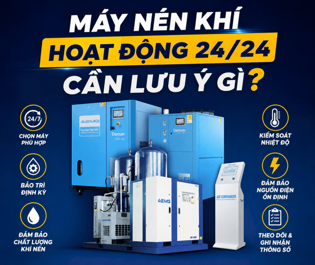 Máy Nén Khí Trong Ngành Sản Xuất Thủy Tinh Chạy 24/24