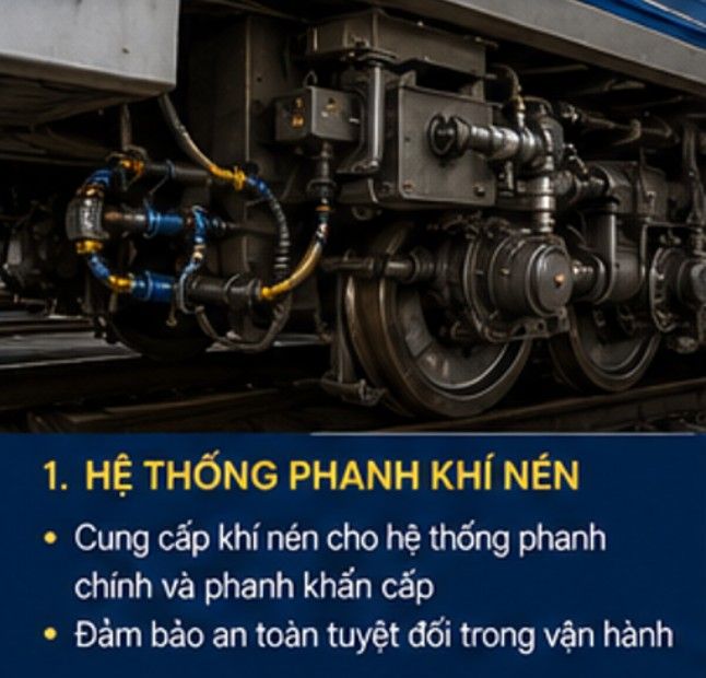 Hệ thống phanh khí nén trên đầu máy và toa xe