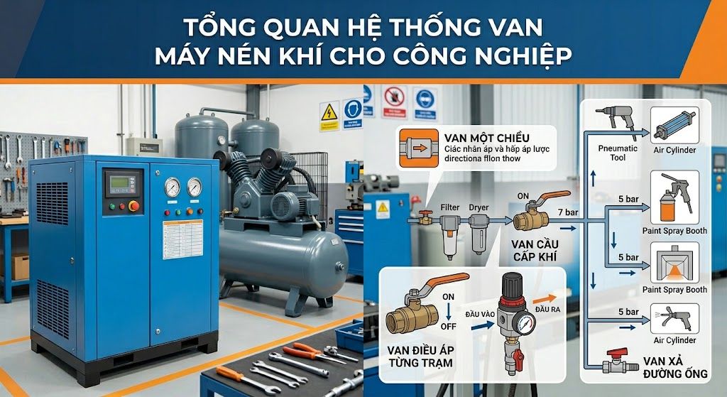 Tổng quan hệ thống van máy nén khí