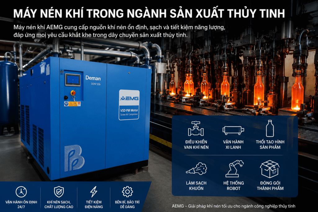 Máy Nén Khí Trong Ngành Sản Xuất Thủy Tinh Có Vai Trò Rất Quan Trọng