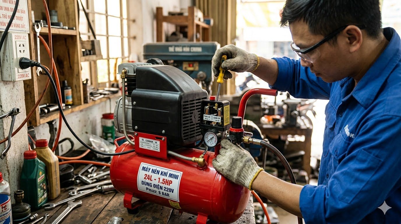 Cách chỉnh rơ le máy nén khí cho các dòng máy nhỏ