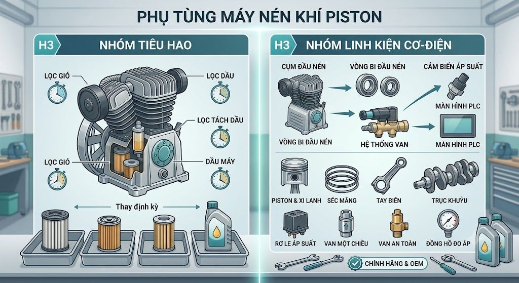Phụ tùng máy nén khí piston